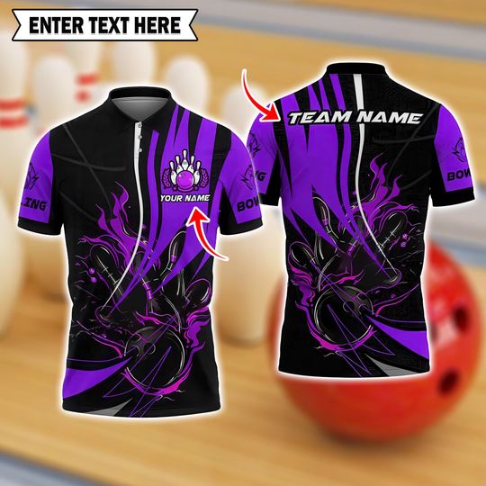 Custom Inferno Bowling Shirt, Fireball and Pins Design