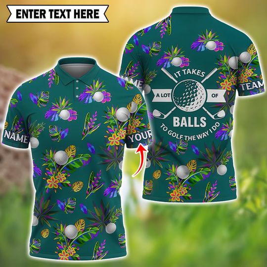 Tropical Golf Polo Shirt, Custom Name & Team