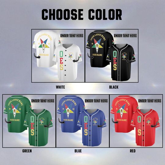 Custom Name Order of the Eastern Star Masonic Lodge OES Jersey Shirt