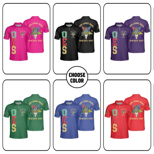 Custom Masonic OES Polo Shirt, Personalized Lodge Name And City