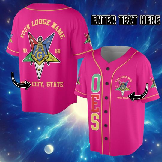 Custom OES Masonic Jersey, Personalized Court Name & City