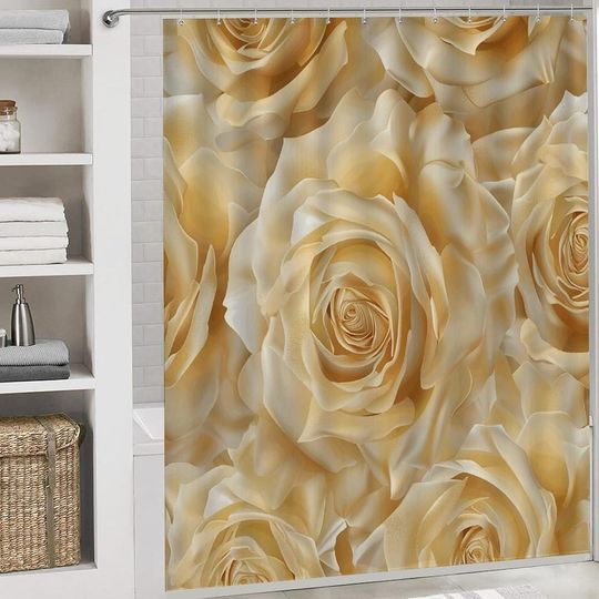 Seamless Flower Image Printed Four Piece Bathroom Set