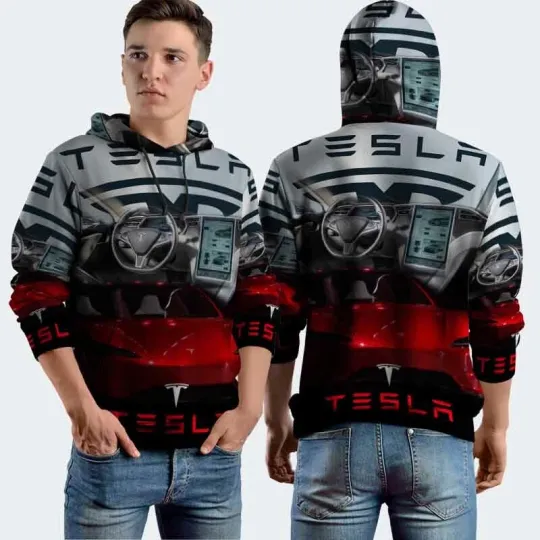 Tesla Hoodie – Stylish Full Print Sweatshirt