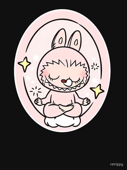 Labubu lazy yoga sticker and merch Pullover Hoodie