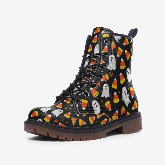 Halloween Combat Boots – Cute Themed Pattern -Leather Boots