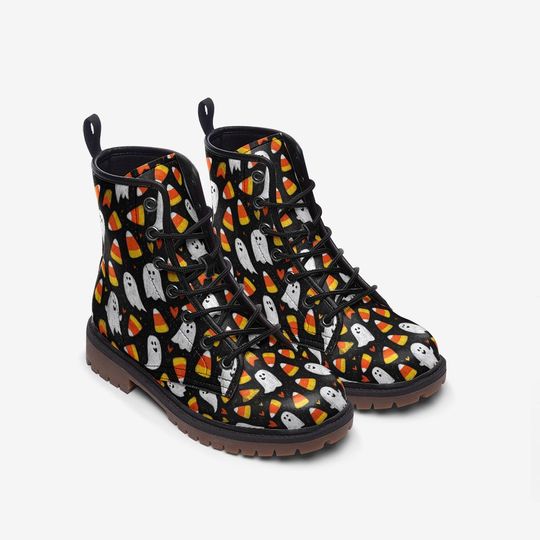 Halloween Combat Boots – Cute Themed Pattern -Leather Boots