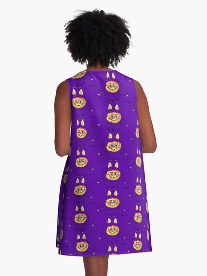 Labubu Big Into Energy names Purple  A-Line Dress, Gift for Her
