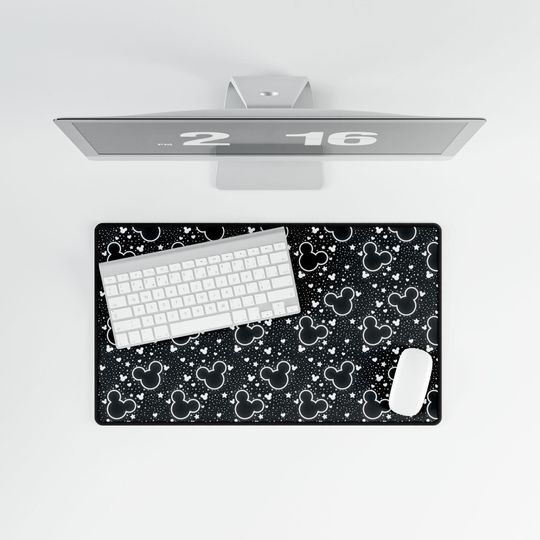 Mouse Inspired Desk Mat / Mouse Ears / Stars / Office Supplies / Computer Desk Pad