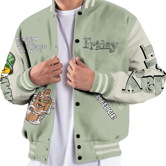 Seafoam Sail 4s Varsity Jacket, Friday Sneaker Stress Style All Over Print Baseball Jackets