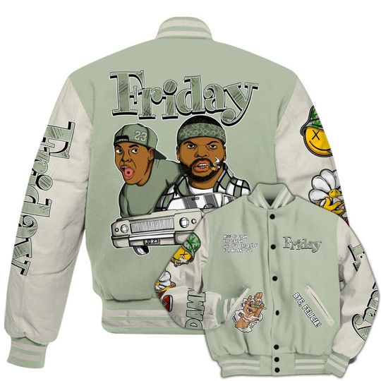 Seafoam Sail 4s Varsity Jacket, Friday Sneaker Stress Style All Over Print Baseball Jackets