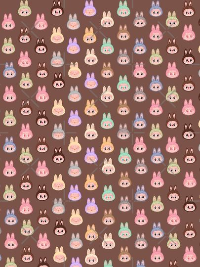 Labubu face pattern brown background A-Line Dress, Gift for Her