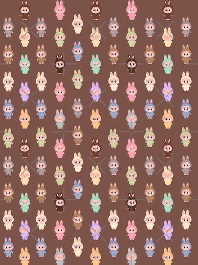 Labubu pattern brown background A-Line Dress, Gift for Her