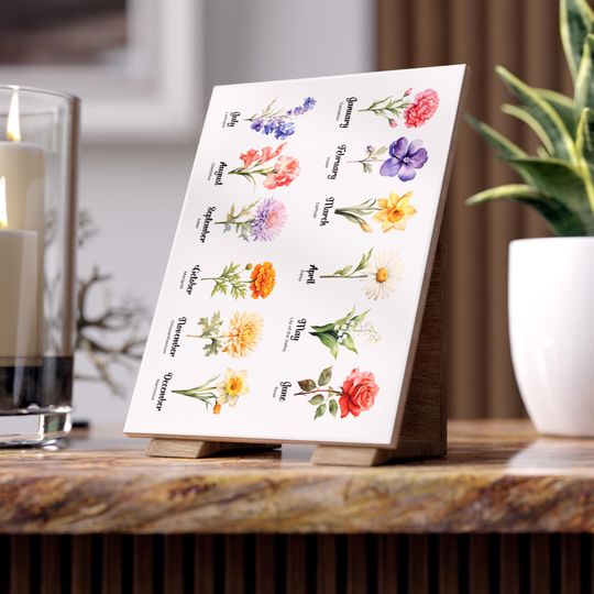 Nature Inspired Ceramic Photo Tile – Spring Flower Decor