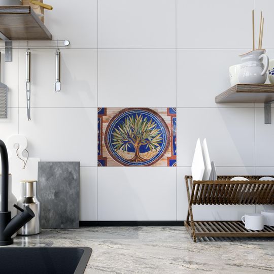 Olive Tree Frame Mosaic Art Flat Print Backsplash 3