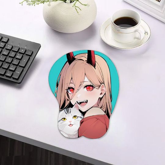 Power Meowy Inspired 3D Oppai Wrist Support Mouse Pad