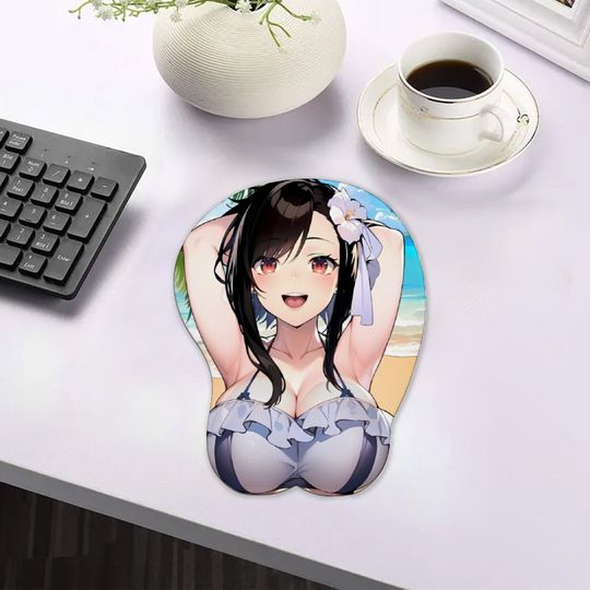 Tifa FFVII Rebirth Inspired Beach Suit 3D Oppai Wrist Support Mouse Pad
