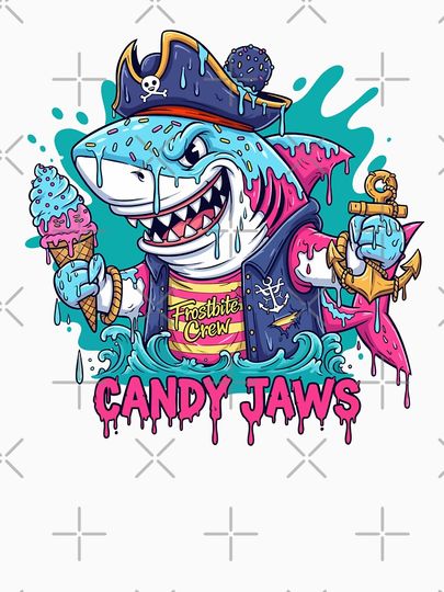 Candy Jaws Shark Streetwear Illustration Pullover Hoodie