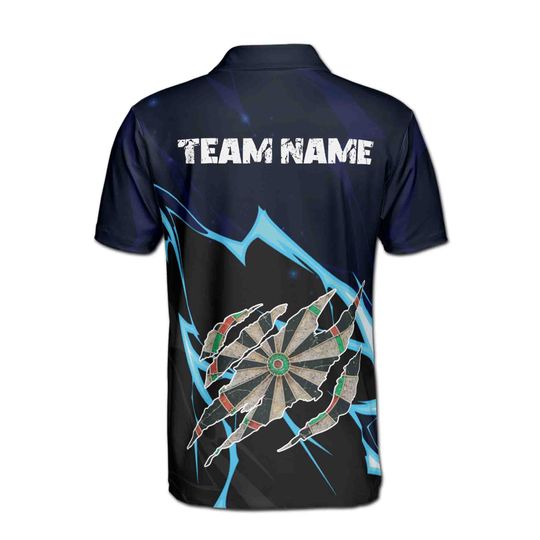 Custom Team Name Darts Thunder Dark Navy Polo Shirt