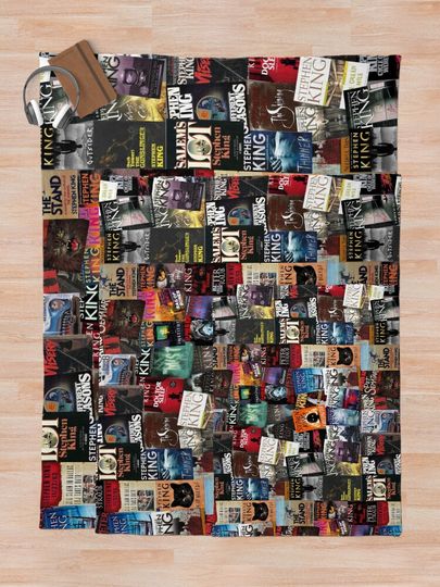 Stephen King Book Covers, Horror Bookworm Throw Blanket
