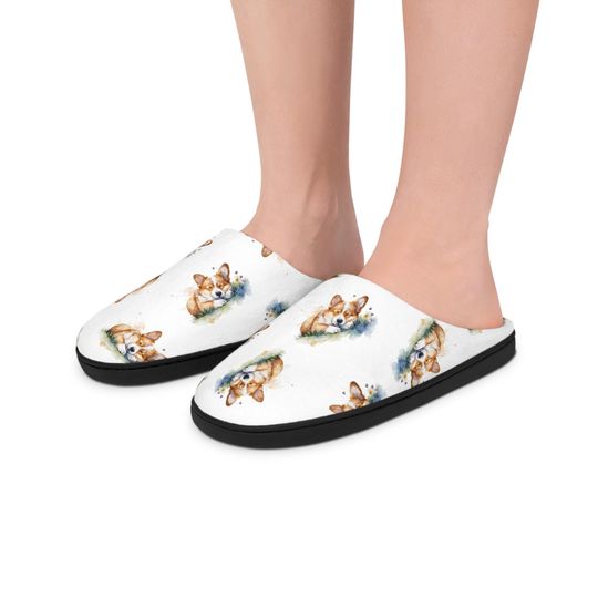 Adorable Corgi Slippers, Cozy Women's Slippers, Gift for Dog Lovers, Cute Fluffy Corgi, Fun Animal Print, Corgi Slippers, Corgi Merch