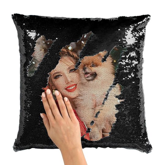 Custom Photo Sequin Pillow Design Mermaid Reversible Covers Custom Personalized Flip Reversible Sequin Pillow Magic Decorative Xmas gifts