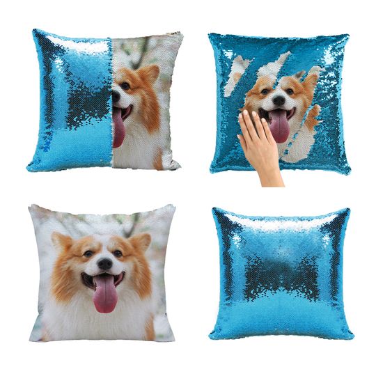 Custom Photo Sequin Pillow Design Mermaid Reversible Covers Custom Personalized Flip Reversible Sequin Pillow Magic Decorative Xmas gifts
