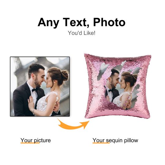 Custom Photo Sequin Pillow Design Mermaid Reversible Covers Custom Personalized Flip Reversible Sequin Pillow Magic Decorative Xmas gifts
