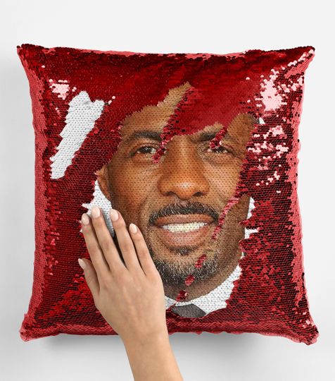 Idris Elba Sequin Pillow, Celebrity Sequin Pillow, Idris Elba Sequin Pillow Pillow, Idris Elba Pillow Cushion Gift Idea