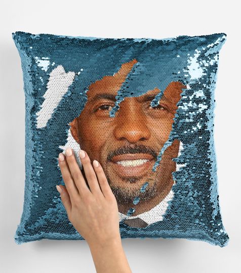 Idris Elba Sequin Pillow, Celebrity Sequin Pillow, Idris Elba Sequin Pillow Pillow, Idris Elba Pillow Cushion Gift Idea