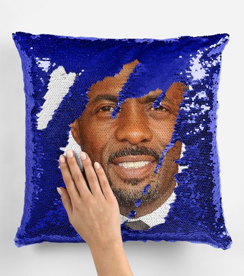 Idris Elba Sequin Pillow, Celebrity Sequin Pillow, Idris Elba Sequin Pillow Pillow, Idris Elba Pillow Cushion Gift Idea