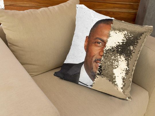 Idris Elba Sequin Pillow, Celebrity Sequin Pillow, Idris Elba Sequin Pillow Pillow, Idris Elba Pillow Cushion Gift Idea