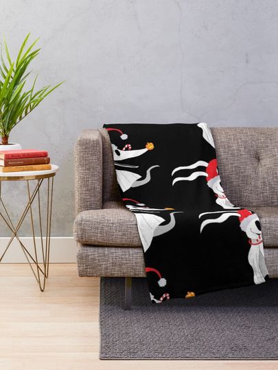the nightmare before christmas santa hat zero Throw Blanket
