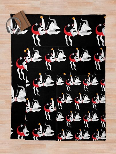 the nightmare before christmas santa hat zero Throw Blanket