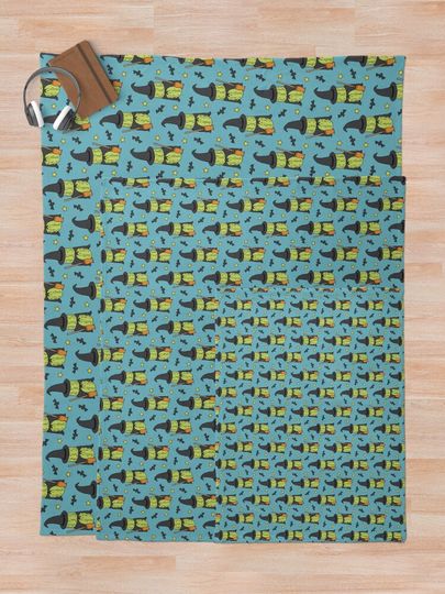 Pickle Witch - Teal Throw Blanket