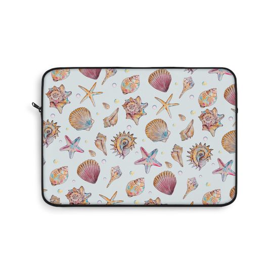 Seashell Laptop Sleeve, Coastal Chic Design for Beach Lovers, MacBook Sleeve, Cute Bag