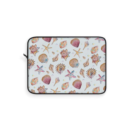 Seashell Laptop Sleeve, Coastal Chic Design for Beach Lovers, MacBook Sleeve, Cute Bag