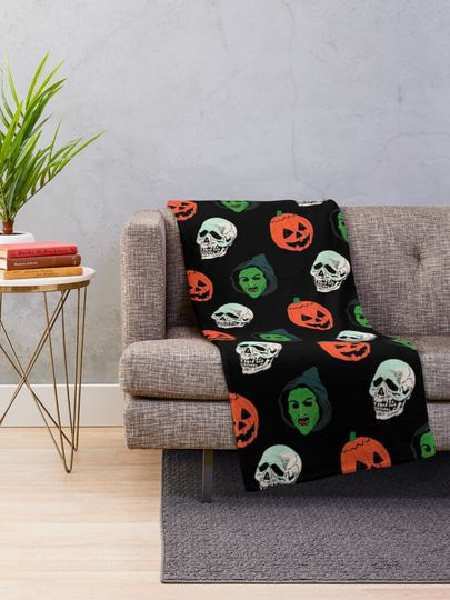 Silver Shamrock Mask Set Throw Blanket