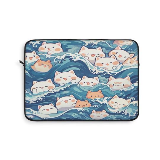 Kawaii Laptop Sleeve with Cute Cat Pattern