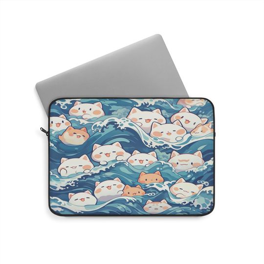 Kawaii Laptop Sleeve with Cute Cat Pattern