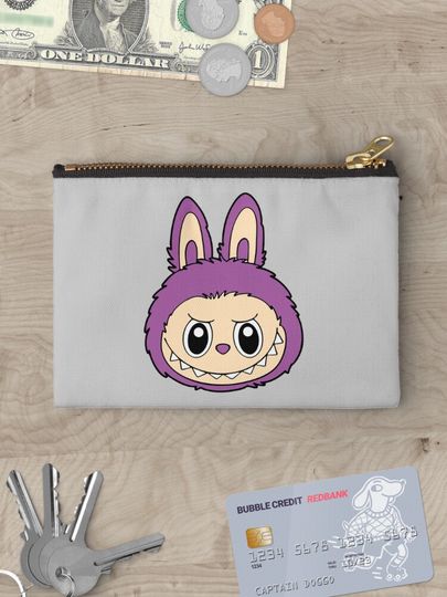 “Purple Mischief Labubu Head – Cute but Fierce!” Zipper Pouch