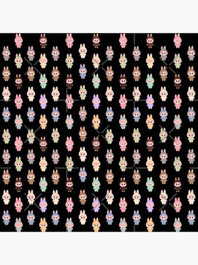 Labubu pattern black background Pillow, Cute Labubu Pillows Gift, Gift for Fan