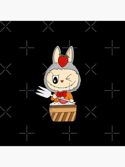 Labubu cute eating cake  Pillow, Cute Labubu Pillows Gift, Gift for Fan