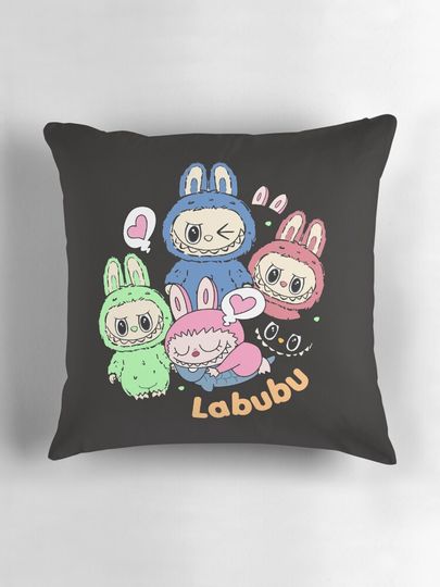 Labubu Lovers T Shirt Pillow, Cute Labubu Pillows Gift, Gift for Fan