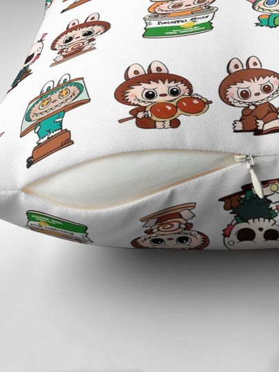 Labubu monsters sticker bundle pack Pillow, Cute Labubu Pillows Gift, Gift for Fan