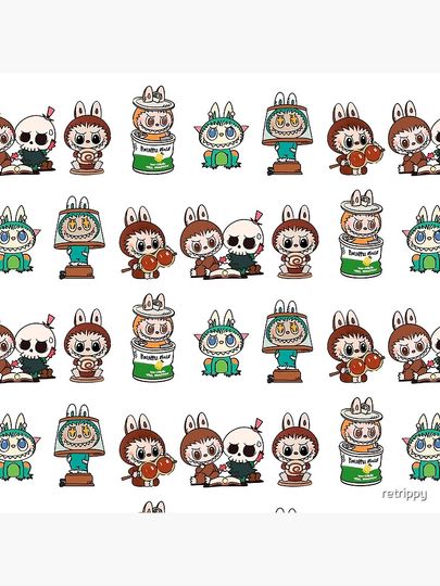 Labubu monsters sticker bundle pack Pillow, Cute Labubu Pillows Gift, Gift for Fan