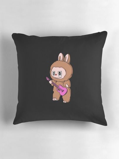 Labubu playing gitar Pillow, Cute Labubu Pillows Gift, Gift for Fan