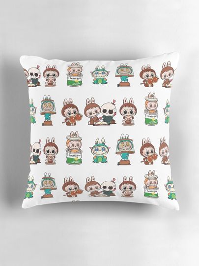Labubu monsters sticker bundle pack Pillow, Cute Labubu Pillows Gift, Gift for Fan