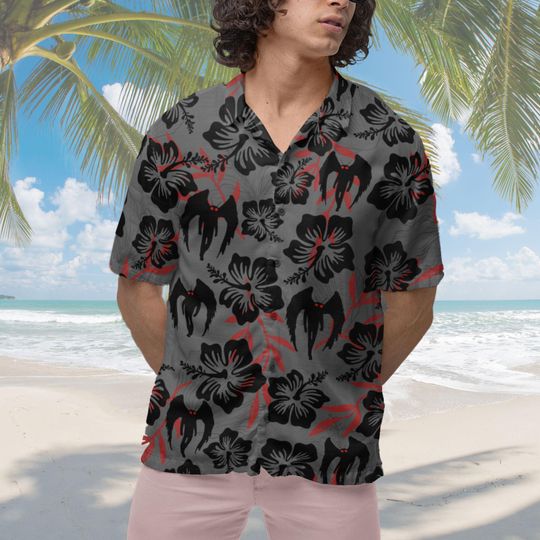 Mothman Hawaiian Shirt Cryptid Black Red Short