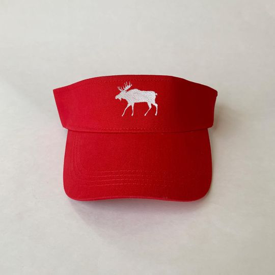 Moose Embroidered Cotton Visor