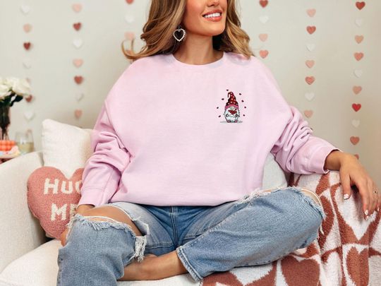 Gnome Valentine's Day Embroidered Sweatshirt